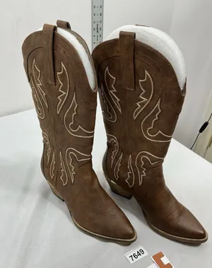 Womans Very Volatile Raspy Western Pull On Boots 10 Brown Stitch Detail thumbnail 1