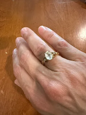 Vintage Victorian-Inspired 14K HGE Ring with Oval Moonstone Size 7 1/2 thumbnail 8