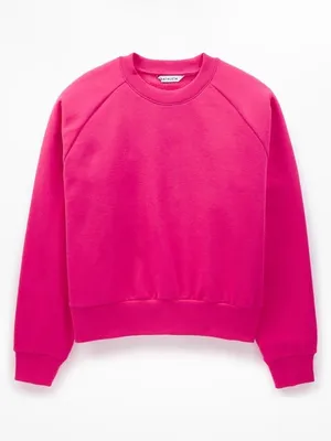 New Athleta L Easy Fleece Crew Relaxed Sweatshirt Dahlia Pink Large Regular thumbnail 6