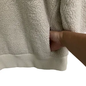 Athleta Talus teddy Sherpa half zip pull over cream sweatshirt L‎ thumbnail 5