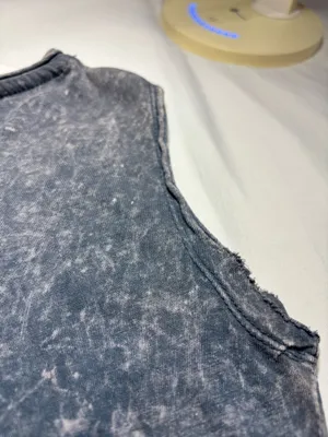 U.S. Apparel Grunge Smokey Blue Acid Wash Distress Cropped Muscle Tank Top XS thumbnail 8