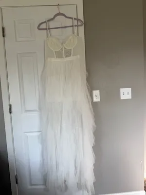 Klessis White Lace Bralette Maxi Dress Tulle Bridal Shower Bachelorette NWT thumbnail 5