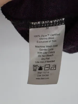 Ibex Merino Wool Dress Medium 100% Zque Certified Gray Purple Black Print Layer thumbnail 5