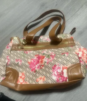 Women's Floral Tote Bag with Tan Trim thumbnail 1