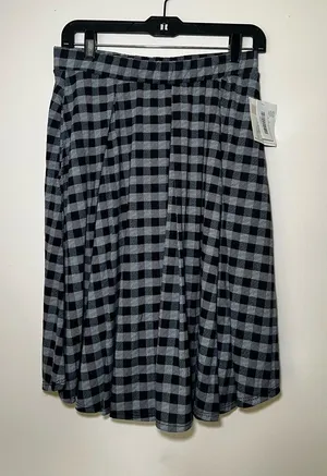 LuLaRoe Madison Black and Gray Checked Skirt thumbnail 1