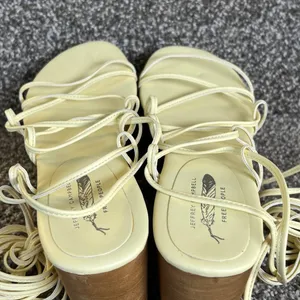 x Free People Platform Sandals Womens 8 Cream Lace Up Wedges thumbnail 9