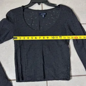 American Eagle Women Lace Long Sleeve Gray‎ Crop Top XS thumbnail 6