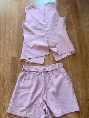 Tailored Pink High-Waist Bermuda Shorts & Vest Set thumbnail 3