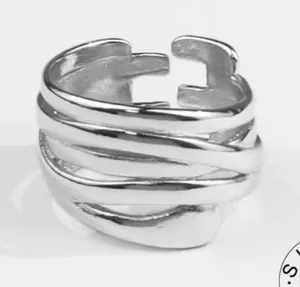 Boutique NEW Unisex Large Multilayer Wrap 925 Sterling Silver Band Ring, Adjustable Size‎ thumbnail 1