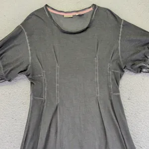 HOLDING HORSES Anthro Gray Tencel Cotton Maxi‎ Dress Short Sleeve Side Slits XS thumbnail 3