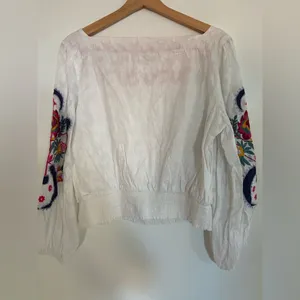 Anthropologie White Embroidered Top thumbnail 3