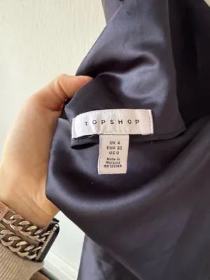 Topshop Navy Blue Satin Style Mini Slip Dress thumbnail 3