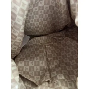 London Fog Travel Bag Houndstooth Brwn Barrel Duffle Leather Light Blue Bag thumbnail 13