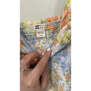 Billabong Feeling Groovy Puff Sleeve Floral Smocked Crop Blouse Top Size L 2692 thumbnail 7