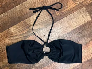 Abercrombie & Fitch Black Ring-Front Bandeau Bikini Top thumbnail 1
