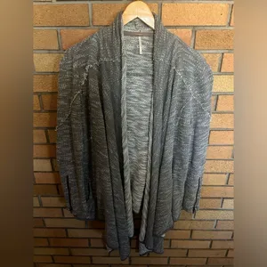 Free People In The Loop Gray Boucle Knit Open Front Waterfall Cardigan Size S thumbnail 3