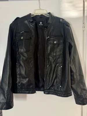 Buckle Black Black Faux Men’s Leather Moto Jacket thumbnail 1