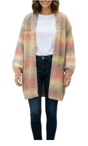 Grace + Karma size 2X/3X muted striped open cardigan thumbnail 1