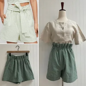 WILFRED Aritzia Gelas High Rise Paperbag Waist Gingham Paid Picnic Shorts Size 4 thumbnail 2