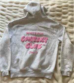White fox pink comfort club hoodie thumbnail 2