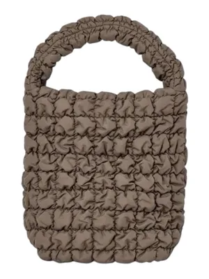 COS Dark Mole Taupe‎ Quilted Pillowy Padded Tote Bag Shoulder Handbag 15 X 14 thumbnail 1