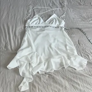Zara White Ruffle Hem Dress‎ thumbnail 7