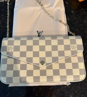 Damier Azur Check Canvas Crossbody Wallet with Gold Chain - Beige & Pink thumbnail 1