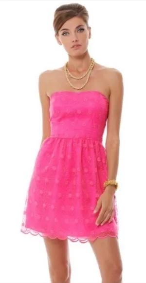 Lilly‎ Pulitzer Payton Savvy Organza Strapless Mini Dress in Pink Size 00 thumbnail 1