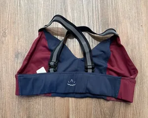 Beyond Yoga Womens Colorblock Sports Bra Navy Burgundy Adjustable Straps Small thumbnail 1
