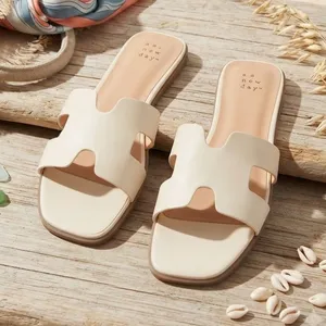 a New Day Womens Nina Wide Width H-Band Slide Sandals 92244961 White 10W thumbnail 1