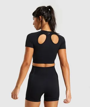 Gymshark Ultra Seamless Crop Top Black M thumbnail 2