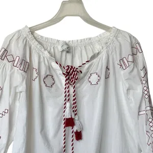 Anthropologie Harlyn Farina S Embroidered White Peasant Boho Blouse Top thumbnail 6