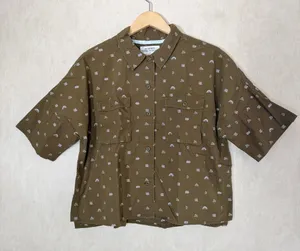 REI Co-op Women’s Trailsmith Button Down Shirt Shortsleeve Printed in Green L thumbnail 1