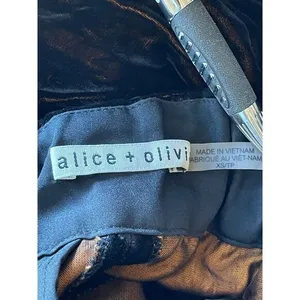 Alice‎ + Olivia Black brown Velvet Joggers Lounge Pants Elastic Waist Cuffs XS thumbnail 9
