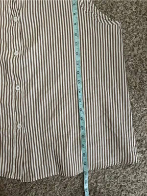 🦋 SHEIN Sleeveless Striped Button-Front Top - Brown & White Lightweight XL thumbnail 6