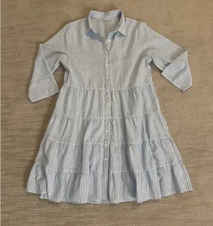 Blue and White Striped Dress Size M thumbnail 1