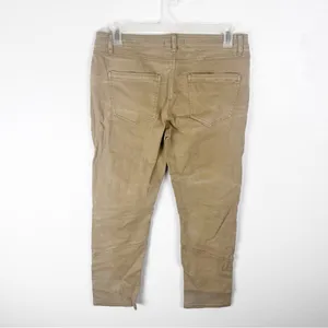 FREE PEOPLE Khaki Black Patchwork Five Pocket Cargo Style Jeans 12 Boho Casual thumbnail 2