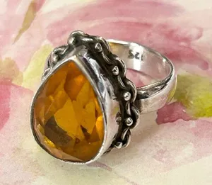 Pear Topaz and Sterling Silver Ring SZ 5 thumbnail 10