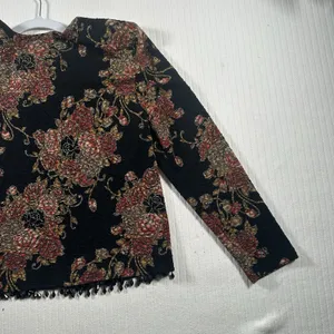 MSK Womens Whimsigoth Dark Romantic Cardigan Large Beaded Dark Floral Grunge thumbnail 5