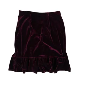 Urban Outfitters Velvet Ruffle Wrap Mini Skirt Burgundy XS Holiday Glam thumbnail 3