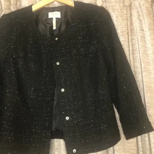 Laundry by Shelli Segal Black Metallic Tweed Blazer thumbnail 9