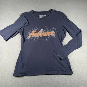 Auburn Shirt Womens Large Retro Brand Long Sleeve Rhinestone Graphic Tee Tigers‎ thumbnail 1