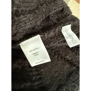 New York & Co Black Fisherman Knit Funnel Neck Boxy Sweater L thumbnail 7