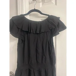 Old Navy Black Off Shoulder Ruffle Top Blouse Womens Medium Tall M thumbnail 6