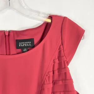 Adrianna Papell Size 6 Dress Red Sheath Cap Sleeve‎ Mini Ruffle Cocktail 1096 thumbnail 8