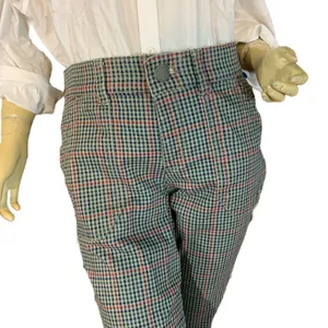 Vintage America Taupe, Red, Blue & Green Plaid Jeans (6) thumbnail 6