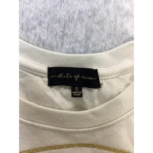 State of Mine Womens Sparkle Christmas Light Sequin Sweatshirt Cream Small 16036 thumbnail 4