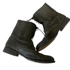 FRYE Women's Gray Lace Up Suede Combat Chelsea Boots Sz 9.5 B Almond Toe‎ thumbnail 10