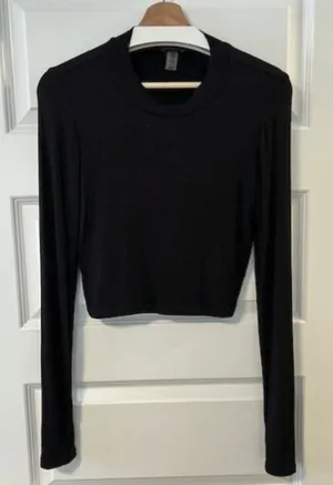 Alix NYC Long Sleeve Crop Top in Black thumbnail 1