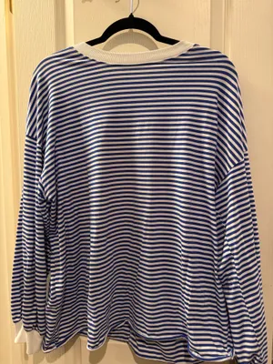 Blue striped long sleeve top thumbnail 2